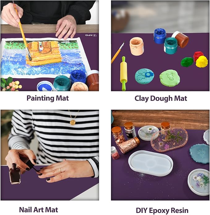 Sapid Large Silicone Sheet for Crafts Silicone Mat for Resin Art Painting | Extra Thick Jewelry Casting Mats, Nonstick Nonslip for Epoxy Resin,Art Painting,Heat-Resistant Counter Mat 15.7"x23.6" Purple