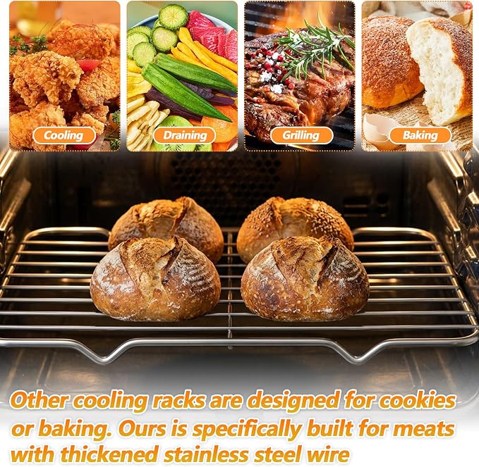 Small Cooling Rack, Stainless Steel Small Wire Rack for Cooking, Heavy Duty Small Baking Rack, with 4 Legs Rectangle Wire Cooking Racks for Meat, 5.3 X 8.46Inch