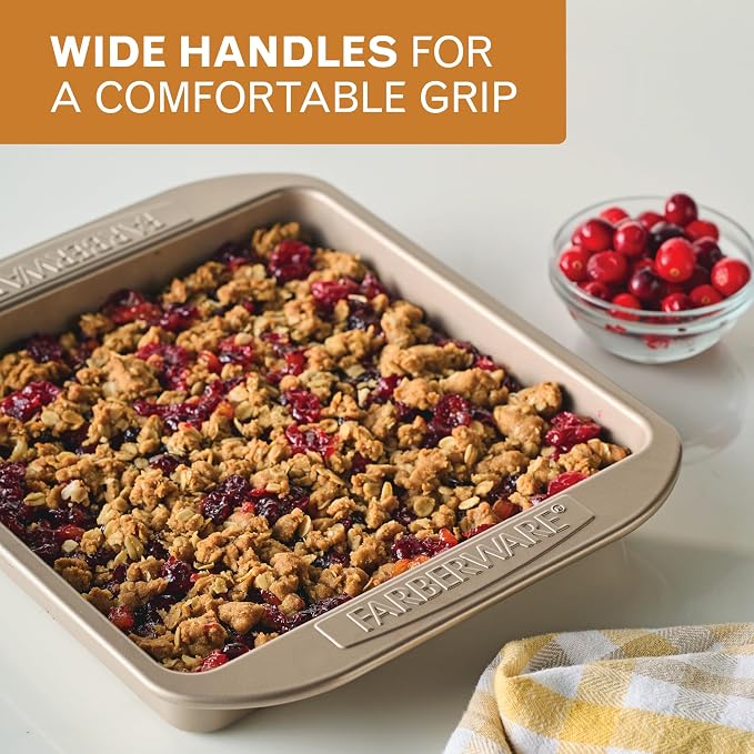 Farberware Bakeware Dishwasher Safe, 9-Inch Square Cake Pan - Mocha