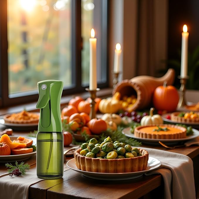 Oil Sprayer 150ml glass bottle. Upgraded Version.Fine Mist Spray Bottle for Air Fryer, Olive Oil, Avocado Oil, Healthy Nonstick Frying, Commercial & Home Kitchen Use (Dark Black and Green)