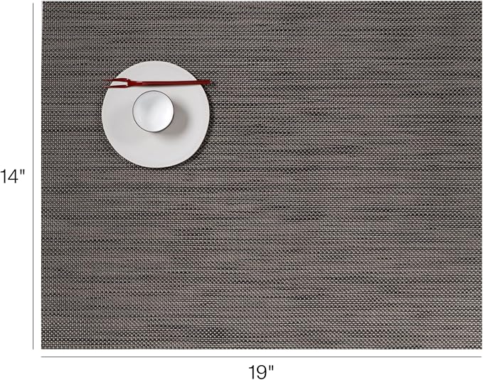 Chilewich Mini Basketweave Placemats, Woven Rectangle Placemats Set of 4 | Easy Care Woven Tabletop Textiles, Indoor/Outdoor, Light Grey, 19" x 14"