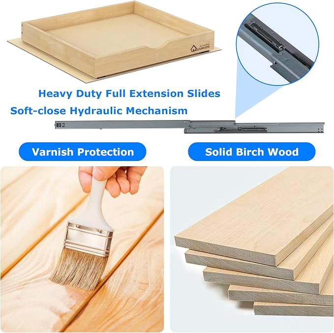 WelFurGeer Soft Close Pull Out Drawers for Cabinets, 20" W x 21" D Pull Out Cabinet Drawer with Heavy Duty Slides, Pull Out Cabinet Organizer, Cabinet Drawers Slide Out, Pull-Out Home Organizers