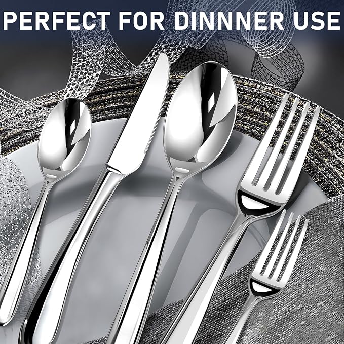 Heavy Duty Silverware Set for 6, Stainless Steel Flatware Cutlery Set | Heavy Duty Steak Knife Fork and Spoon, Dishwasher Safe, Gift Package for Wedding Housewarming