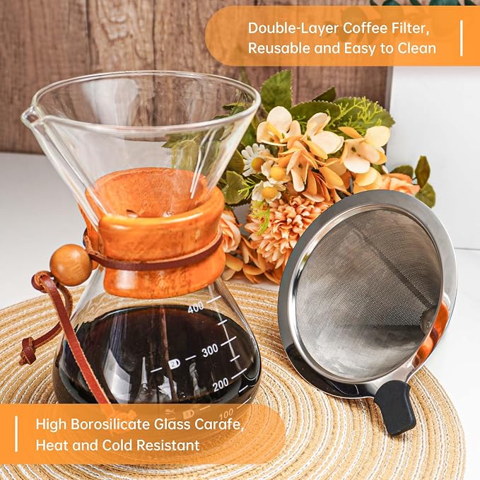Pour Over Coffee Maker Set with Manual Coffee Grinder and Coffee Scale | Complete Coffee Maker Set, Pour Over Coffee Dripper and V60 Coffee Filter Set, Hand Coffee Grinder Set, Ideal Birthday Gift