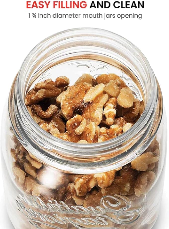 Bormioli Rocco Quattro Stagioni Mason Jar - ClearGold, 17 Oz., Set of 6