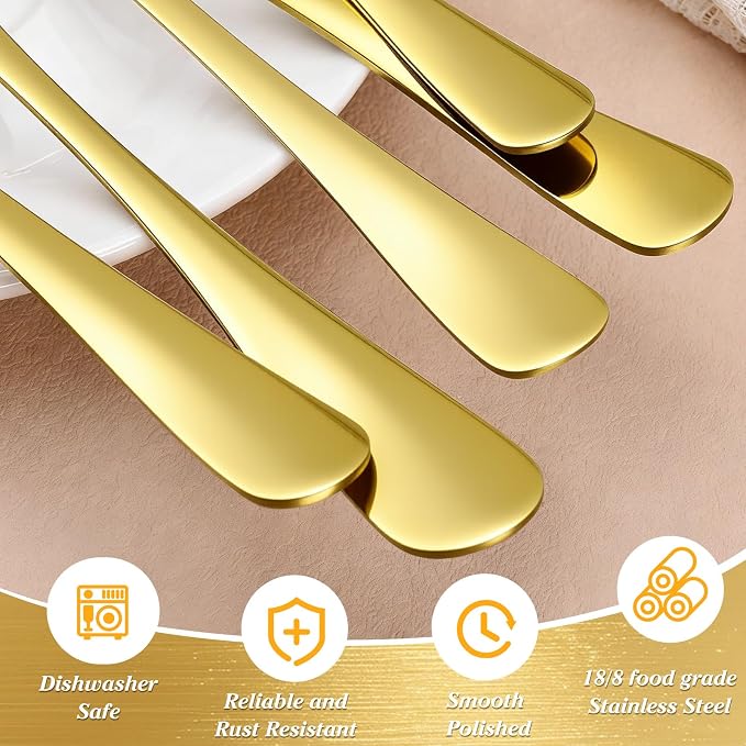 10 PCS 18/8 Gold Stainless Steel Serving Utensils Set