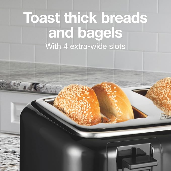 Proctor Silex 4 Slice Toaster with Extra Wide Slots for Bagels, Cool-Touch Walls, Shade Selector With 7 Browning Levels, Toast Boost, Auto Shut-off and Cancel Button, Black (24215PS) (Pack of 2)