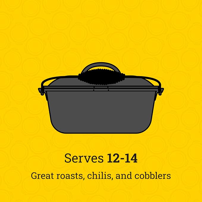 Lodge Seasoned Cast Iron Dutch Oven with Bail Handle - Heavy-Duty Campfire Ready Cooking Pot with Lid for Indoor & Outdoor Cooking - 9 Quart