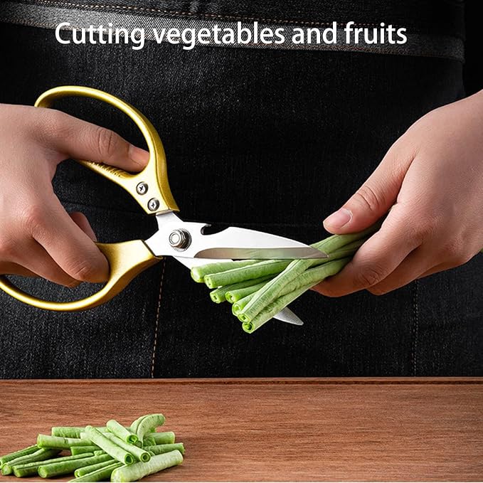 Sharp Kitchen Scissors Aluminum Alloy Handle Stainless Steel Cooking Shears | Heavy Duty Stainless Steel Cooking Shears, Sharp Multi-Purpose Food Scissors for Cutting Chicken, Meat, Poultry, Seafood