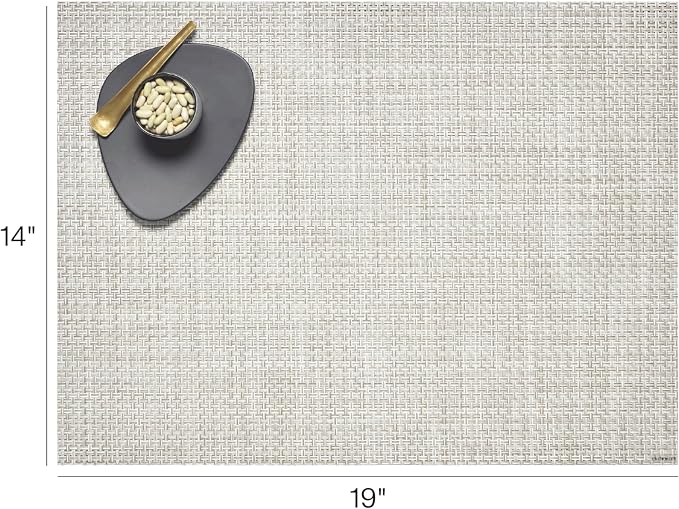Chilewich Basketweave Placemats, Woven Rectangle Placemats Set of 4 | Reusable, Stain-Resistant, Indoor/Outdoor Tabletop Protection, Natural, 14" x 19"