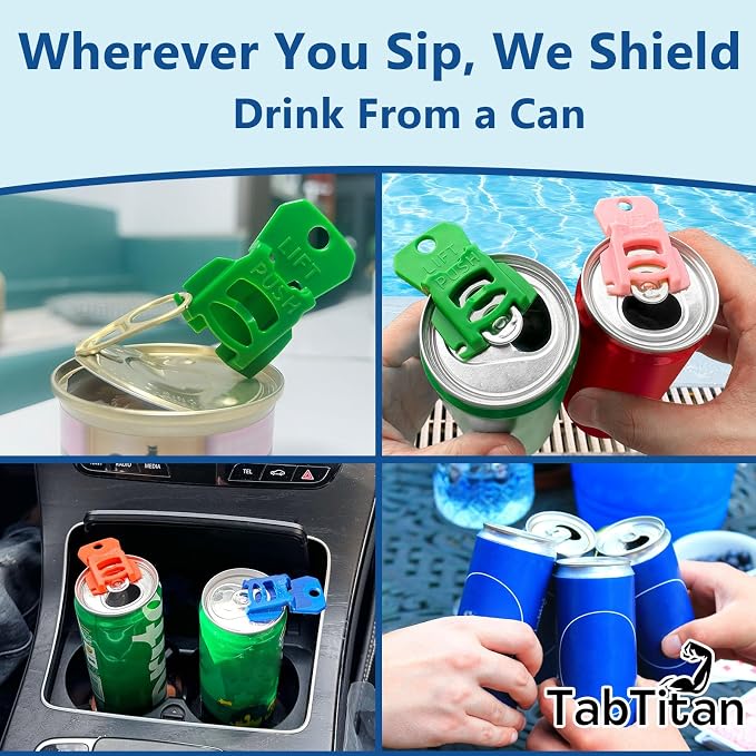 CanGuard 6-Pack Can Opener – Easy Open Drink Tab Toppers&Can Covers for Soda, Beer, Coke Shields From Bugs, Dust at the Party,Camping, BBQ– Colorful Can Lids