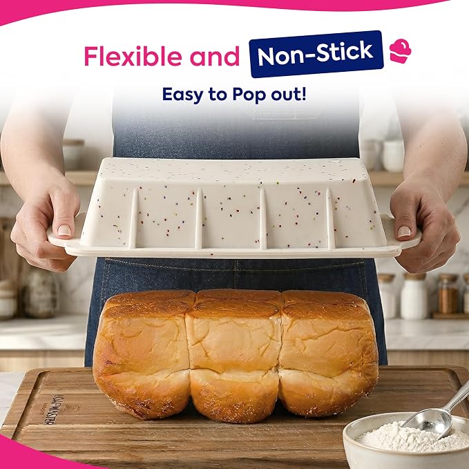Silicone Mini Loaf Pans – 2 Pack, 8 Cavity Silicone Molds for Baking, Non-Stick Silicone Baking Pan (Loaf)