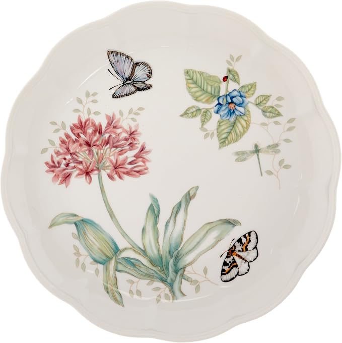 Lenox Butterfly Meadow Porcelain 18-Piece Dinnerware Set for 6 | ceramic, dishwasher safe, microwave safe | plates and bowls sets for kitchen and dining | 10.75 inch plate