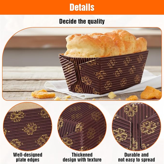 120pcs mini loaf pans disposable mini paper bread loaf pans disposable paper loafs pan for baking loafs pan liners Rectangle Corrugated Cardboard for Bread,Small Pumpkin Breads,Meatloaf