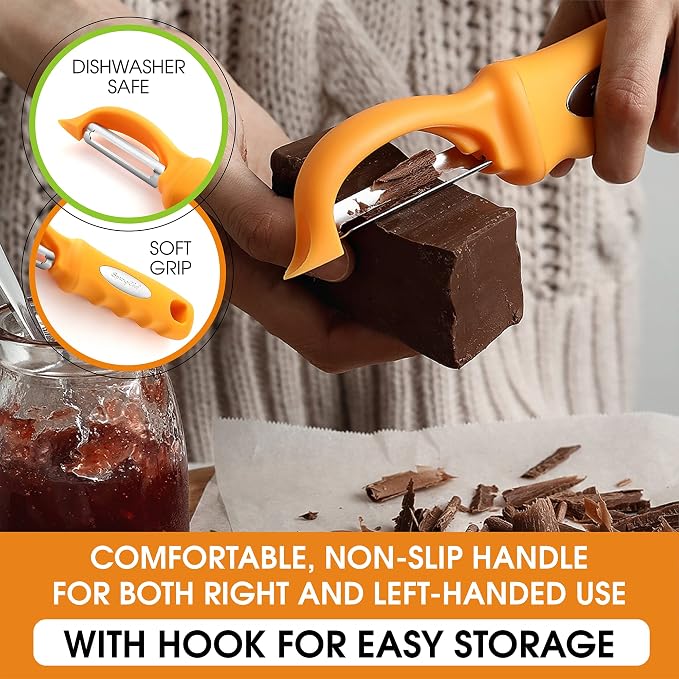 Spring Chef Swivel Potato Peeler with Soft Grip Handle, Set of 2, Mango | Premium Vegetable Peeler w/ Sharp Stainless Steel Blades, Multifunctional Food Peeler for Apple, Carrot, Cucumber, Fruit