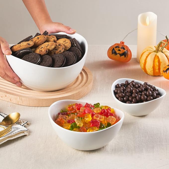 LYEOBOH 3 Tier Serving Bowls Set with Collapsible Thicker Metal Stand, Oval Serving Dishes for Entertaining Tiered Serving Stand for Fruit, Dessert, Candy, Chip and Dip (Black)