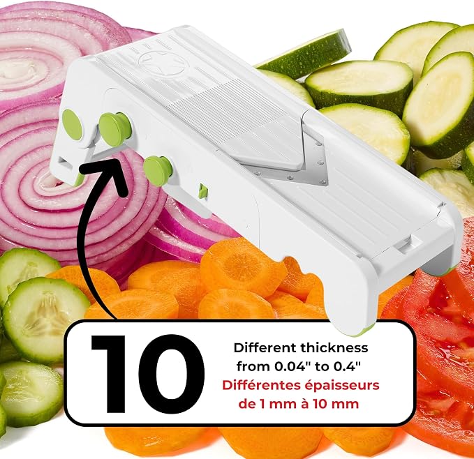 Starfrit Cubing Pro Mandoline Slicer & Dicer, 4 Blades, 10 Settings, White