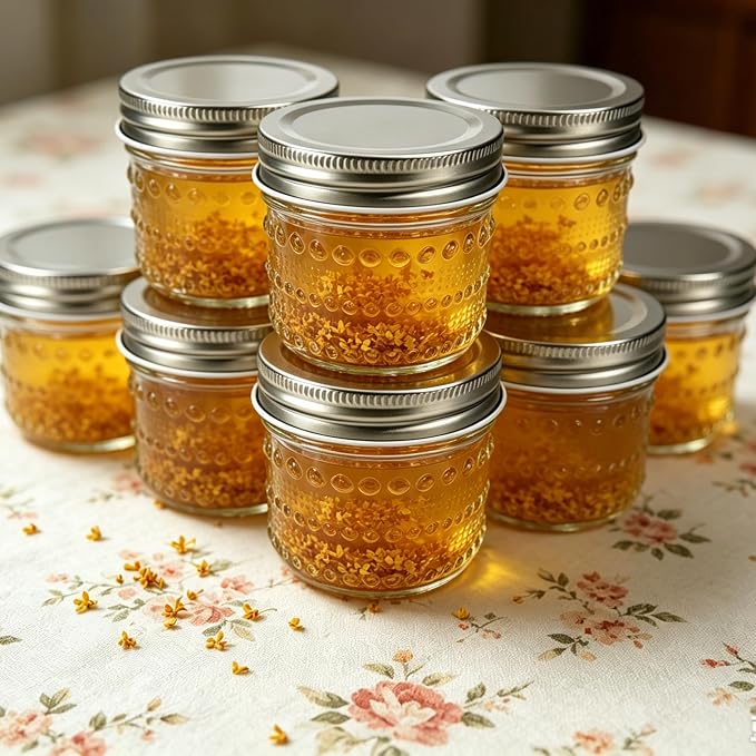 Mason Jars 4 Oz with Lids 24 Packs, Vintage Small Glass Canning Jars with Silver Metal Lids for Storing, Seasoning, Honey, Jam, Home Decor, Candle and DIY Crafts
