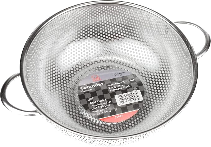 Chef Craft Select Microperforated Colander, 2.5 quart, Stainless Steel (Pack of 2)