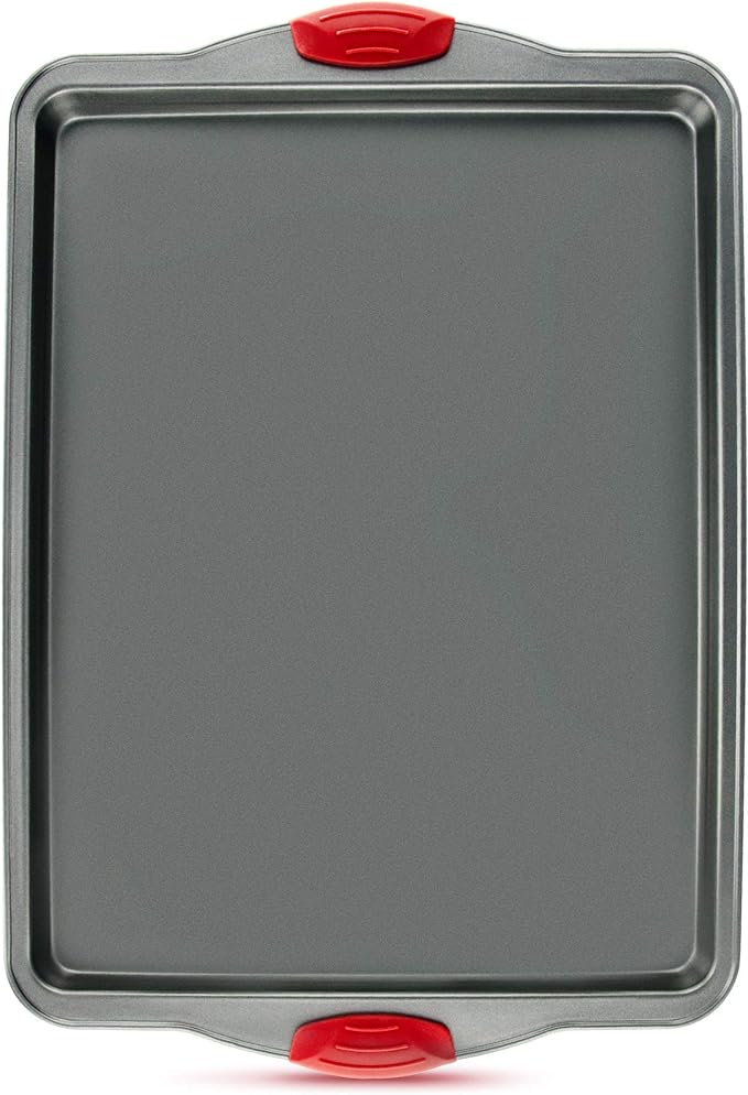 Non-Stick Baking & Cookie Sheet Pan Non-Toxic 11x14 Inch Rimmed Carbon Steel Baking Sheet. Dent, Warp and Rust Resistant. Heavy Gauge Steel Oven Baking Sheet. 1 Tray.