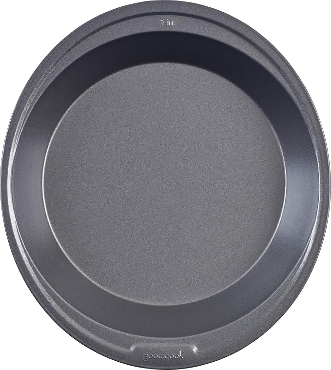GoodCook Everyday Pie Pan Scratch-Resistant Nonstick Heavy Duty Steel Construction with Wide Rim, 9-Inch, Gray