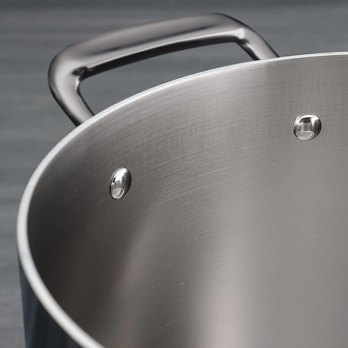 Tramontina Boston Tri-Ply Clad Stainless Steel 6-Quart Saute Pan with Lid | Induction-Ready Cooking Pan, Dishwasher-Safe, NSF-Certified