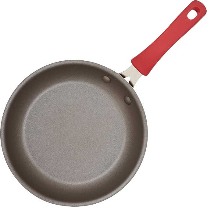 Rachael Ray Cook + Create Nonstick Frying Pans/Skillet Set, 9.5 Inch and 11.75 Inch, Red