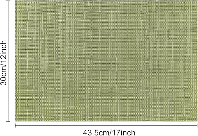 Myir JUN Placemats Set of 6 Kitchen and Dining Table Placemats | Vinyl Placemats Place Mats Indoor/Outdoor Set of 6 Washable Table Mats Non-Slip Place mats for Dining Table, Green