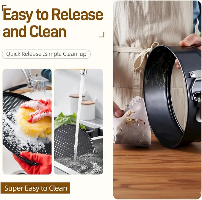 6PCS Nonstick Springform Pan Set Round Baking Pans Removable Bottom | 6size high-carbon steel set,450℉ safe Double nonstick coating leak-proof lock Perfect for cheesecakes&multi-layer cakes