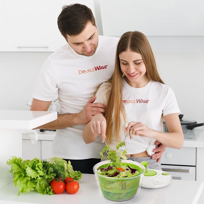 Salad Spinner | Spin & Dry Fruits, Vegetables & Greens Fast | Lettuce Washer with Dual Drain Holes | BPA-Free, Easy to Clean | 5.3 Quart Large Capacity