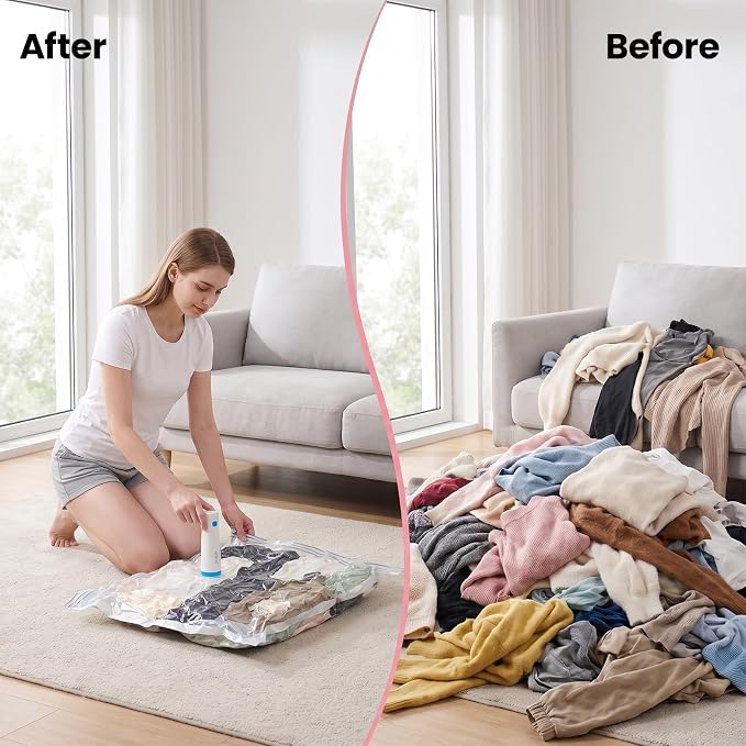 Portable Electric Pump for Vacuum Storage Bags, Cordless USB-C Rechargeable Space Saver Bag Accessory for Clothes, Blankets, Bedding, Luggage and Travel, Bags Not Included
