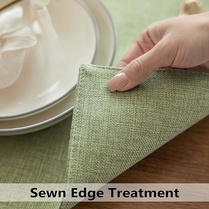 Demetex Green Placemat Set of 4 Washable Linen Textured Place Mats for Dinner Heat Resistant Sage Cloth Placemats Scratch Resistant Plate Mats for Dining Table Kitchen Summer, Green