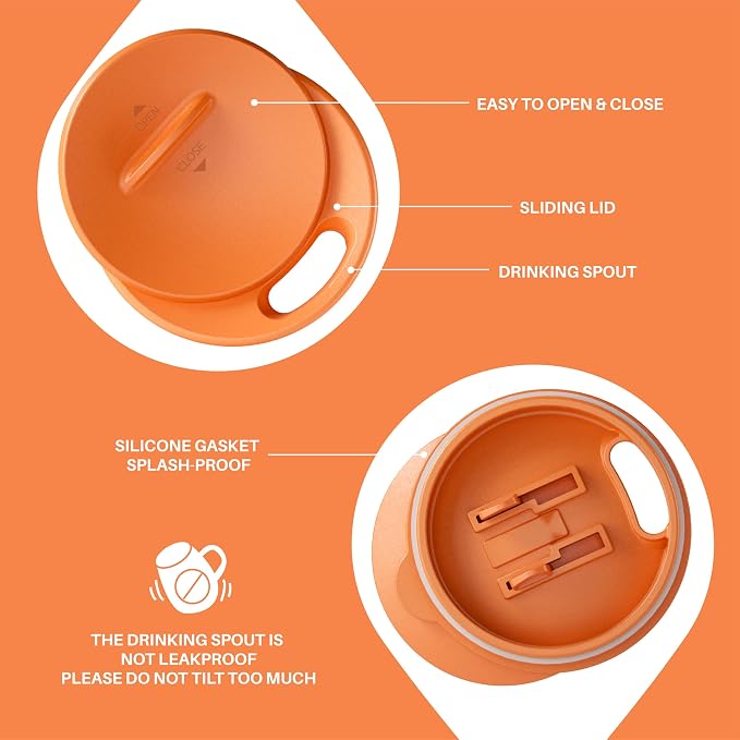 Ideus 16 oz Insulated Coffee Mug with Handle and Lid, Double Wall Stainless Steel Vacuum Thermal Coffee Mug, Travel Coffee Cup Thermal Cup for Home and Office, Orange Tiger