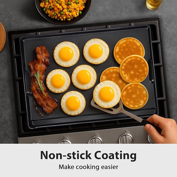 Utheer 16.3 x 13 Inch Cast Iron Aluminum Griddle for Gas Grill & Stove Top | Universal Cast Iron Aluminum Flat Top Griddle With Dual-sided Cooking for Outdoor，Barbecue, Kitchen and Camping