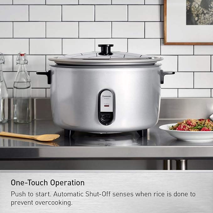 Panasonic Commercial Electric Rice Cooker, 208V Extra-Large Capacity 80-Cup (Cooked), 40-Cup (Uncooked) with One-Touch Operation - SR-GA721L - Silver