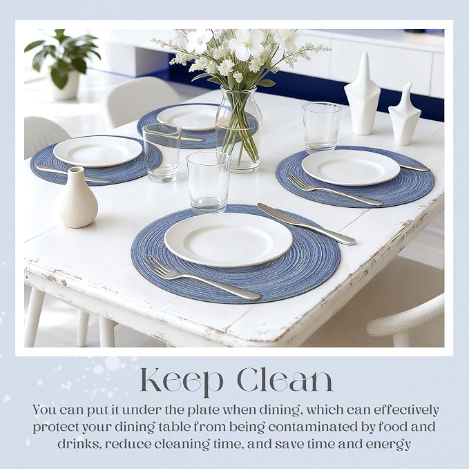 Geosar Disposable Paper Placemat Cotton Woven Look 13'',200 Pcs,Dusty Blue