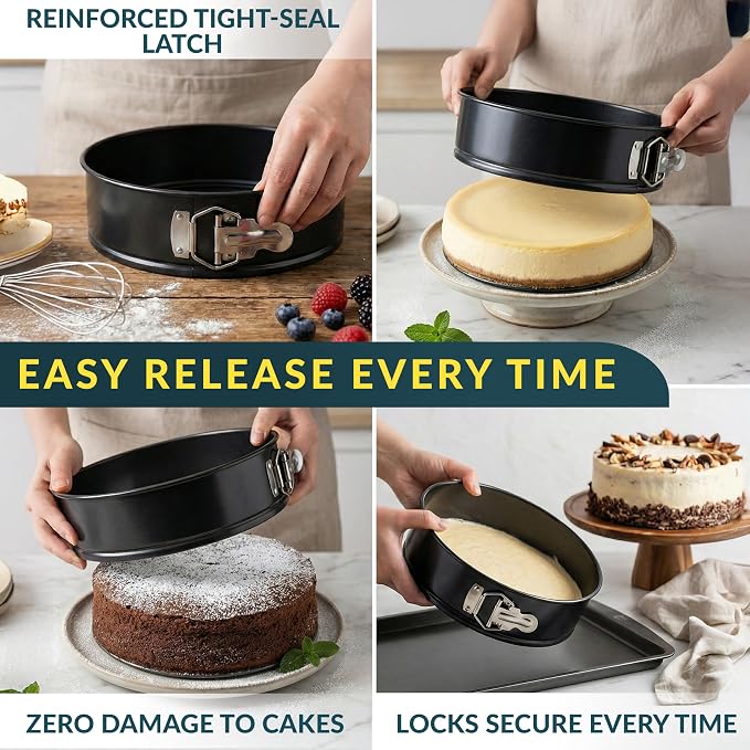 Cheesecake Pan 10" Carbon Steel With Removable Bottom – Leakproof Design | Nonstick Coating Springform – Durable Cake Mold With Secure Latch, Even Heat Cheese Cake Pans For Baking