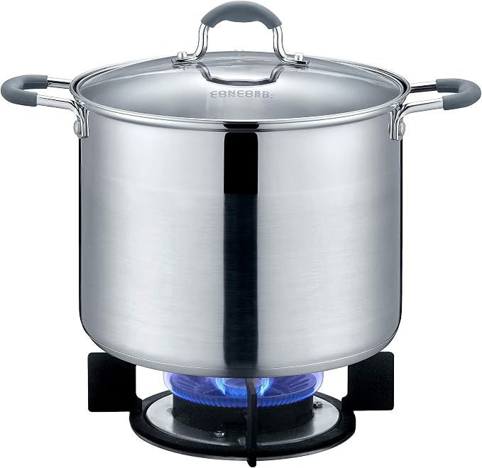 CONCORD Stainless Steel Stock Pot with Glass Lid (Induction Compatible) ((2.5 QT)