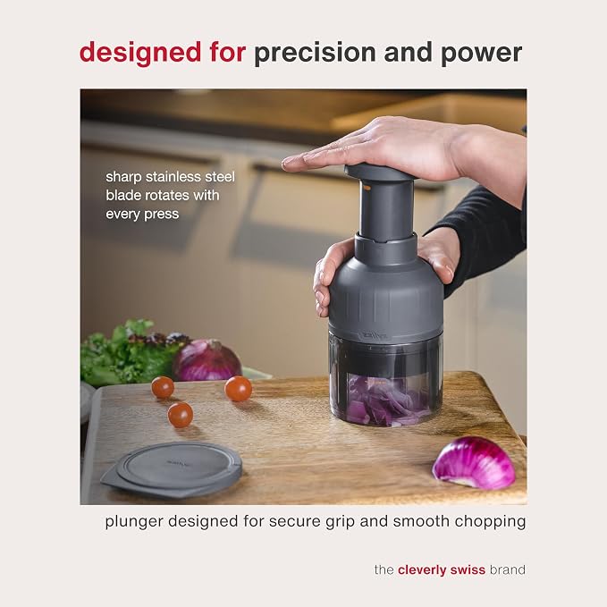 Zyliss Zick Zick Classic Food Chopper - Convenient for Easy, Healthy Meal Prep - Manual Vegetable Chopper with Stainless Steel Blades - Compact & Dishwasher Safe - Zick Zick 3.0 | Manual Vegetable Slicer and Dicer with Stainless Steel Blade for Onions,...