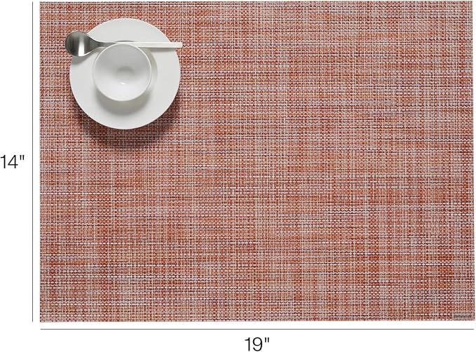 Chilewich Mini Basketweave Placemats, Woven Rectangle Placemats Set of 4 | Easy Care Woven Tabletop Textiles, Indoor/Outdoor, Cinnamon, 19" x 14"