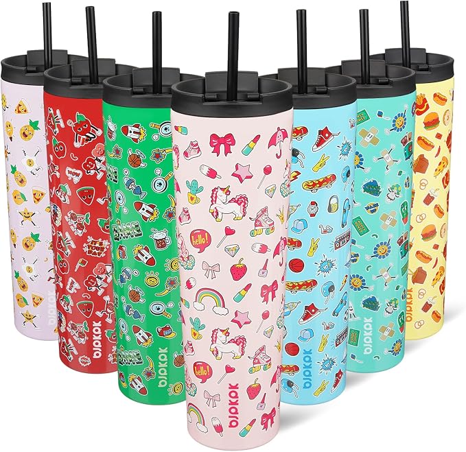 BJPKPK 34oz Coffee Tumbler with Straw, Insulated Stainless Steel Cup | Double Wall Vacuum, Leak Proof Lid, Keeps Hot/Cold/Iced, BPA Free, Travel & Outdoor, Unicorns