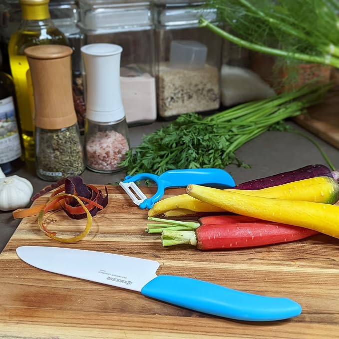 KYOCERA Fruit & Vegetable No-Rust, Ultra-Sharp Ceramic Y-Peeler | KYOCERA Ceramic Y-Peeler: Ultra-Sharp, Non-Corrosive Blade for Effortless Peeling – Ergonomic & Dishwasher Safe