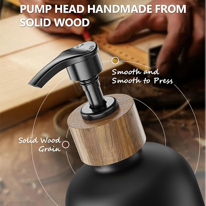 Cisily Kitchen Dish Soap Dispenser Set with 2 Pack 16.9oz Amber Glass Bottle and Sponge Holder, Dish Soap Dispensers with Adjustable Sponge Holder, Vintage Hand and Dish Soap Dispensers Set