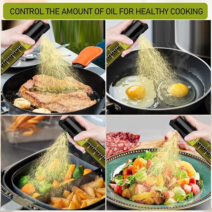 Oil Sprayer for Cooking, Light-Proof Olive Oil Sprayer Mister with Scale, 100ml Olive Oil Spray Bottle, Air Fryer Vegetable Vinegar Oil Portable Mini Kitchen Gadgets for Baking, Salad, Grilling, BBQ