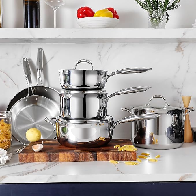 KEAWELL K3 Premium Tri-Ply Fully Clad Saucepan with Lid (2-Qt) | Tri-Ply Fully Clad Stainless Steel Saucepan; Small Pot with Lid; Even Heating; Induction and Oven Safe; For All Stovetops