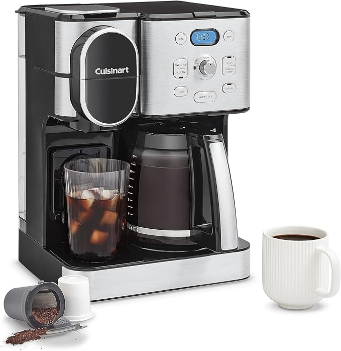 Cuisinart 12-Cup Coffee Maker, Single-Serve Brewer Glass Carafe, Automatic Hot & Iced Coffee Machine, Brew Strength Control and Pause, SS-16, Stainless Steel | Single-Serve Brewer Glass Carafe, Automatic Hot & Iced Coffee Machine, Brew Strength Control...