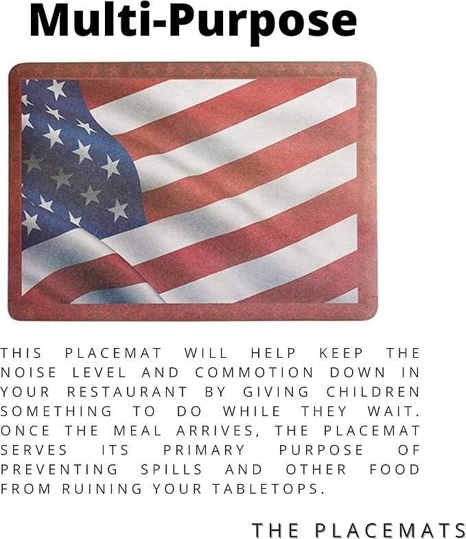 American Flag Paper Placemats for Dining Table – Disposable Color Table Mats Great for Parties 10"x14" American Flag 50 ct