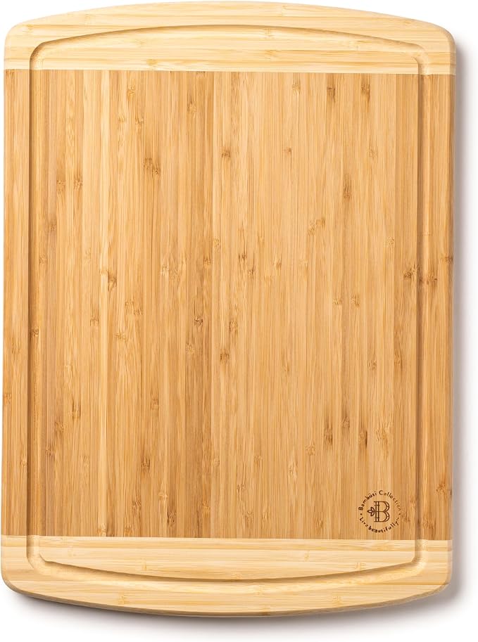 Bamboo Cutting Boards for Kitchen Set of 2 - Large Bamboo Cutting Board 18 x 13 Inch, Non Toxic Wooden Cutting Board with Juice Groove + Handle, Reversible Butcher Block Chopping Boards by Bambusi