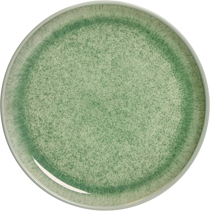 Sango Asher 12-Piece Stoneware Dinnerware Set for 4, Green Ceramic Plates and Bowls Sets, Modern Dish Set with Reactive Glaze, Durable Kitchen Dishes for Casual Dining, Microwave & Dishwasher Safe