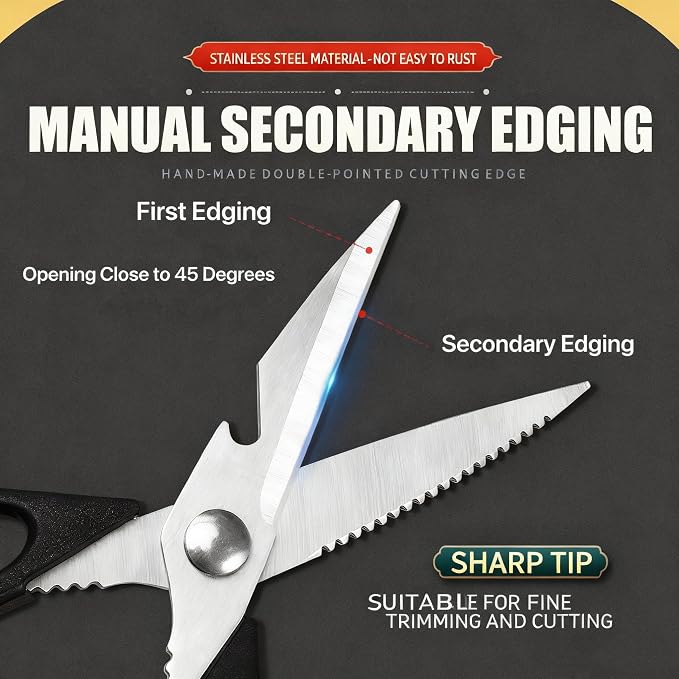 Magnificent Kitchen Scissors Heavy Duty - Multi-Purpose Kitchen Shears for Meat, Poultry, Food - Stainless Steel Cooking Scissors - Dishwasher Safe Culinary Shears